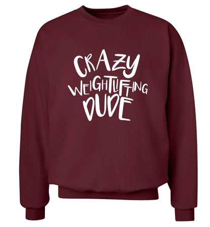 Crazy weightlifting dude Adult's unisex maroon Sweater 2XL