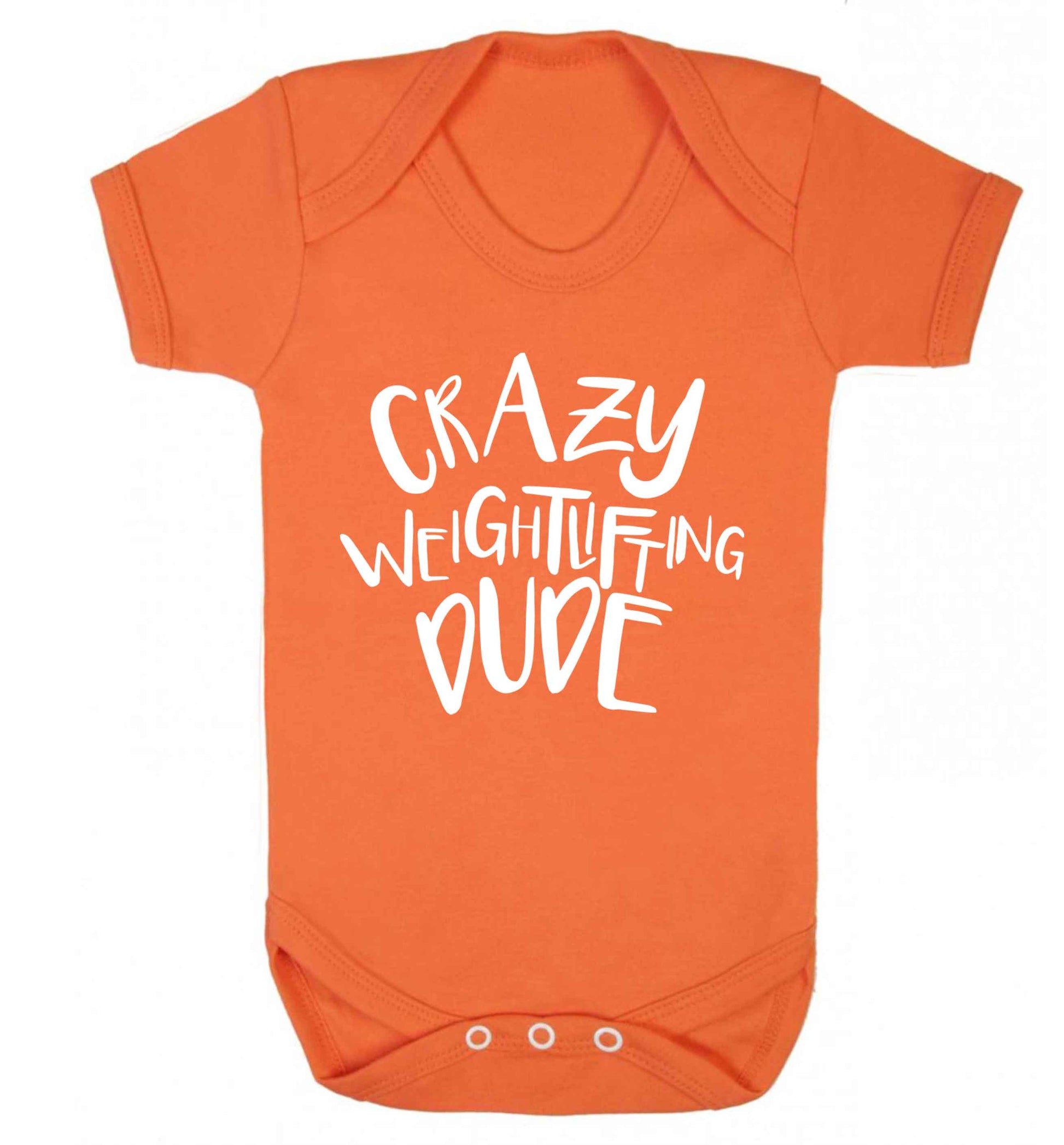 Crazy weightlifting dude Baby Vest orange 18-24 months
