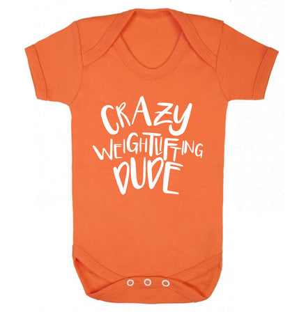 Crazy weightlifting dude Baby Vest orange 18-24 months