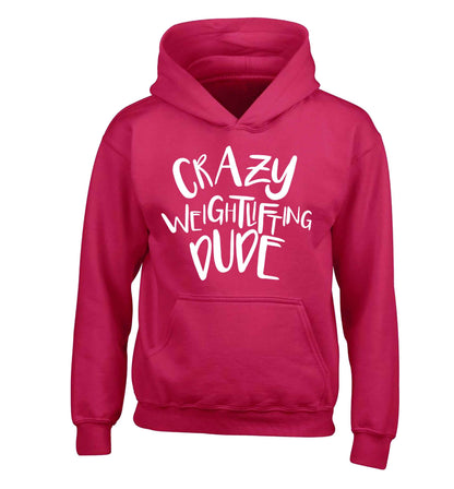Crazy weightlifting dude children's pink hoodie 12-13 Years