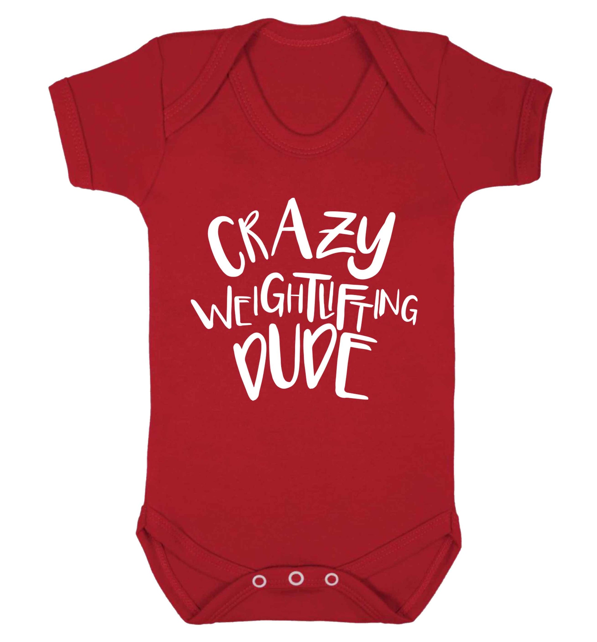 Crazy weightlifting dude Baby Vest red 18-24 months