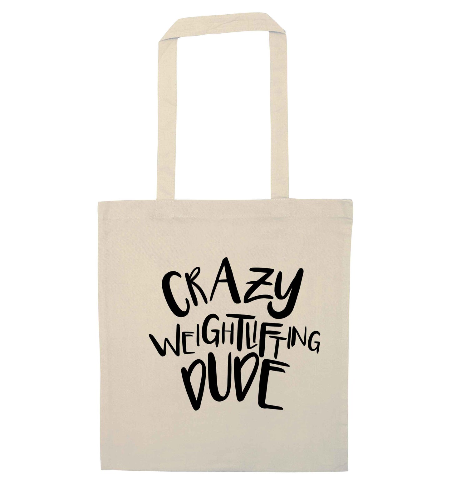 Crazy weightlifting dude natural tote bag