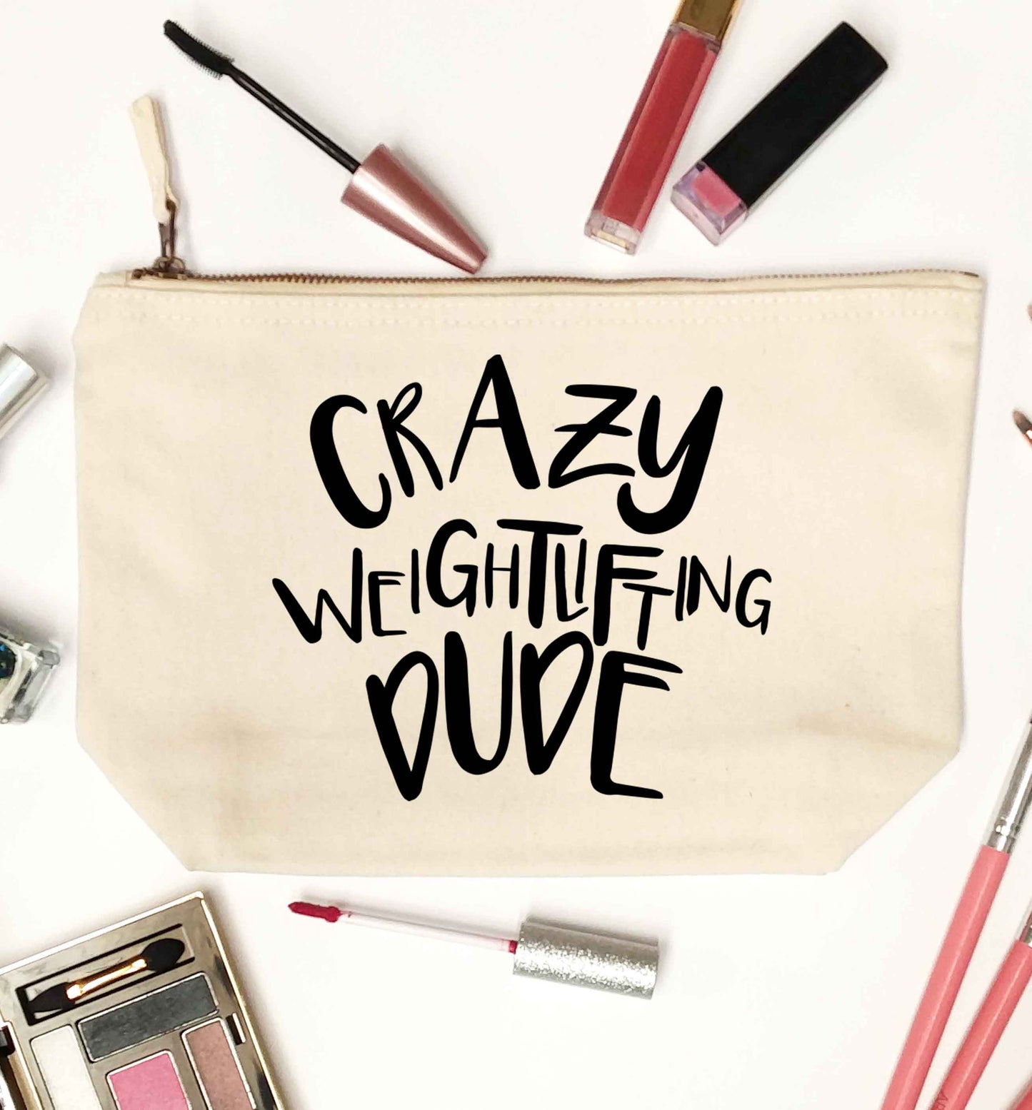 Crazy weightlifting dude natural makeup bag