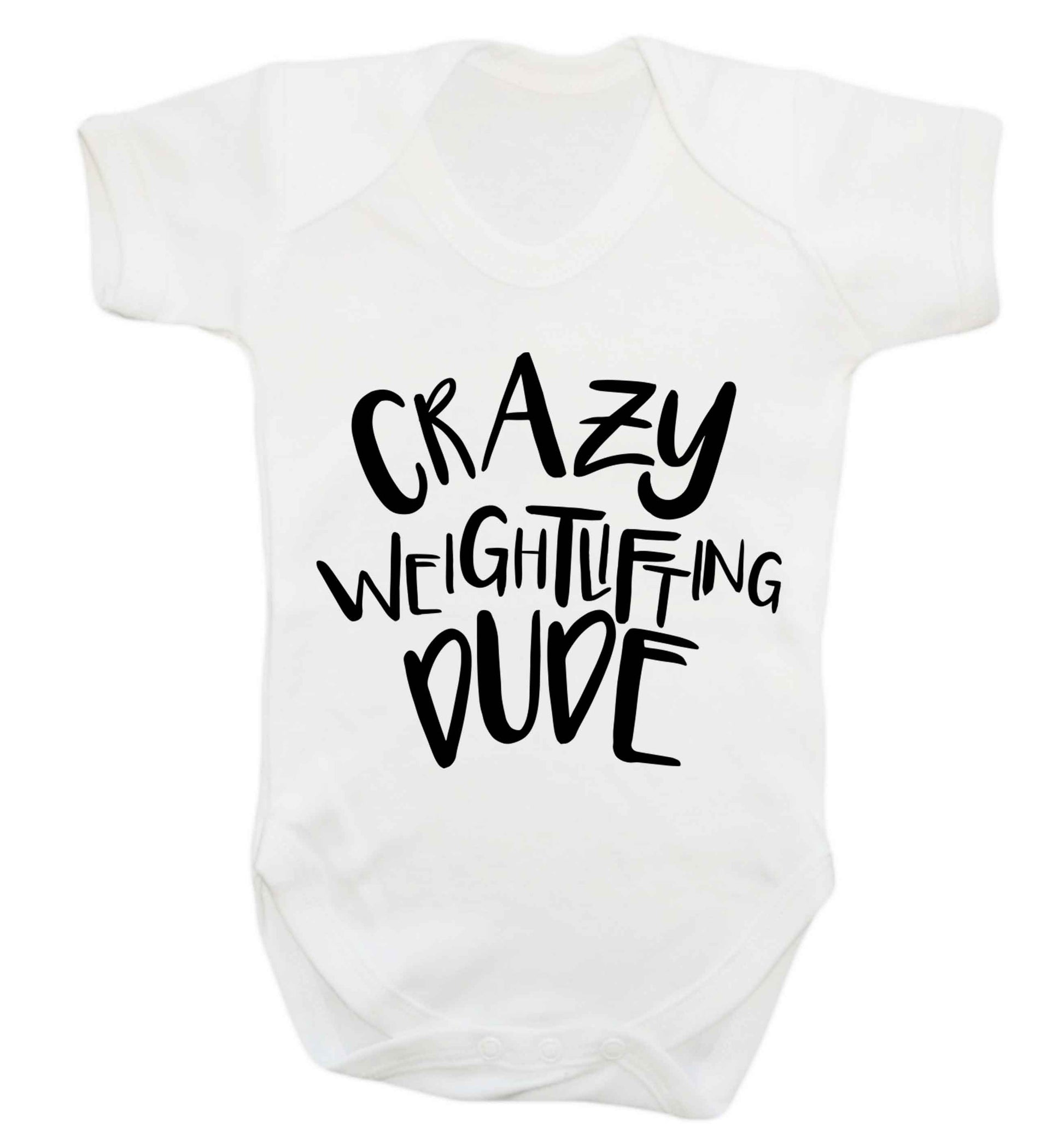 Crazy weightlifting dude Baby Vest white 18-24 months