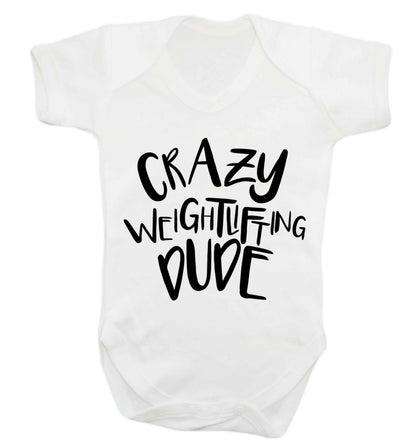 Crazy weightlifting dude Baby Vest white 18-24 months