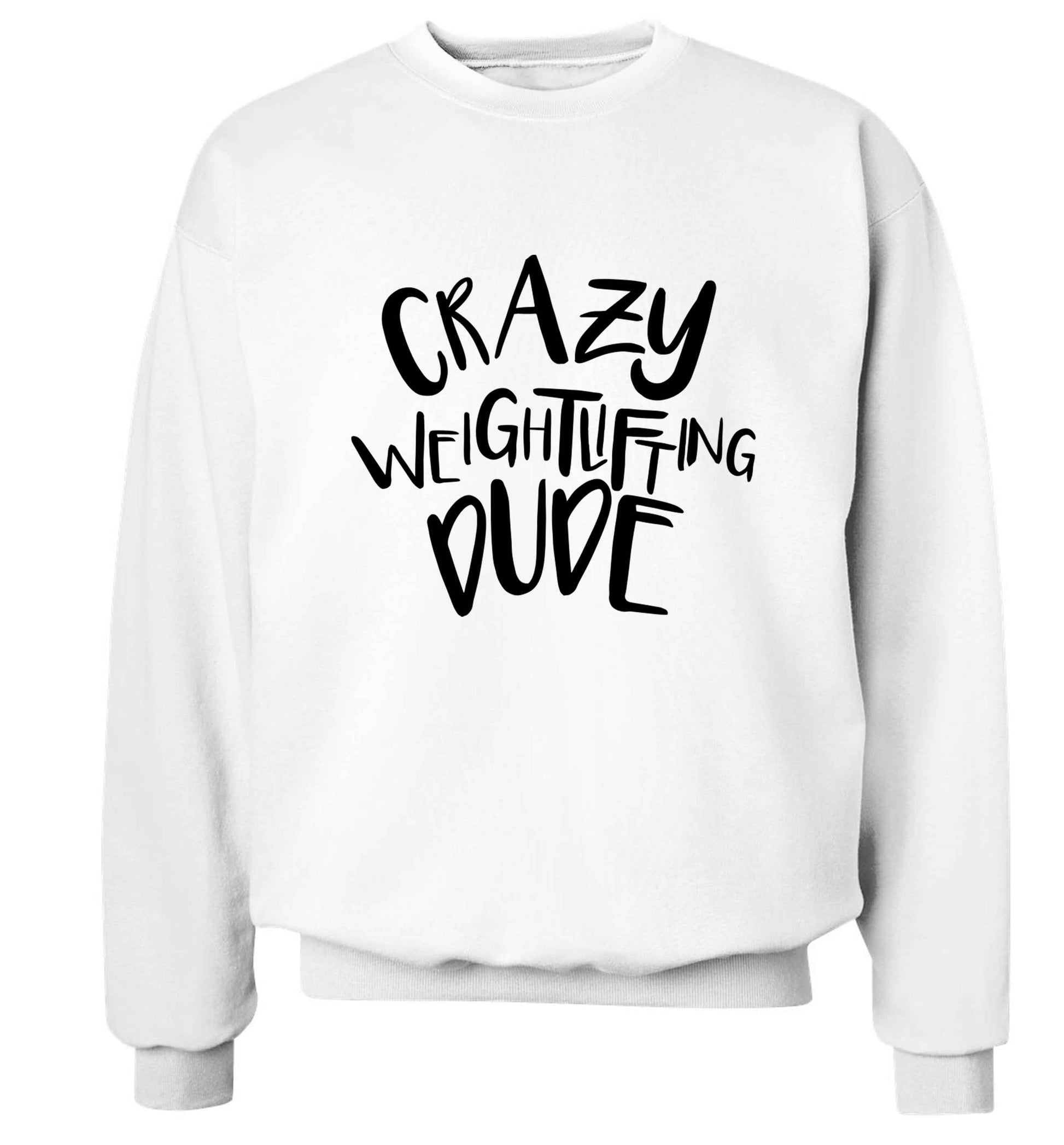 Crazy weightlifting dude Adult's unisex white Sweater 2XL