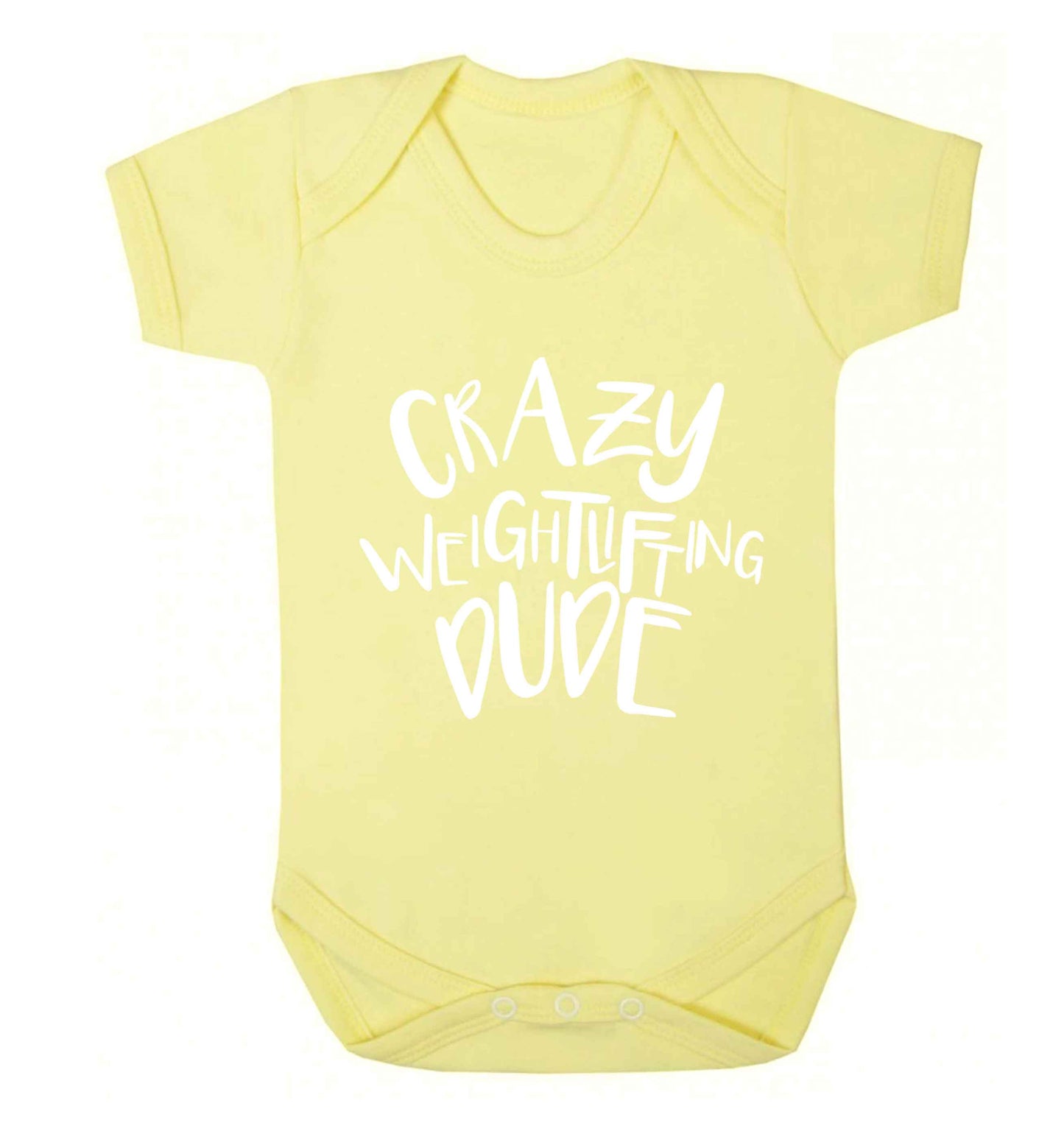 Crazy weightlifting dude Baby Vest pale yellow 18-24 months