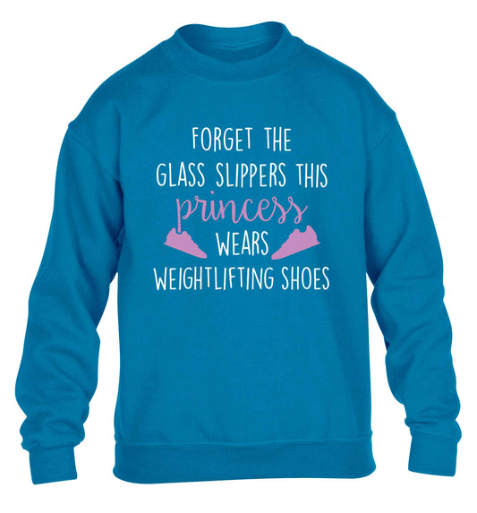Forget the glass slippers this princess wears weightlifting shoes children's blue sweater 12-13 Years