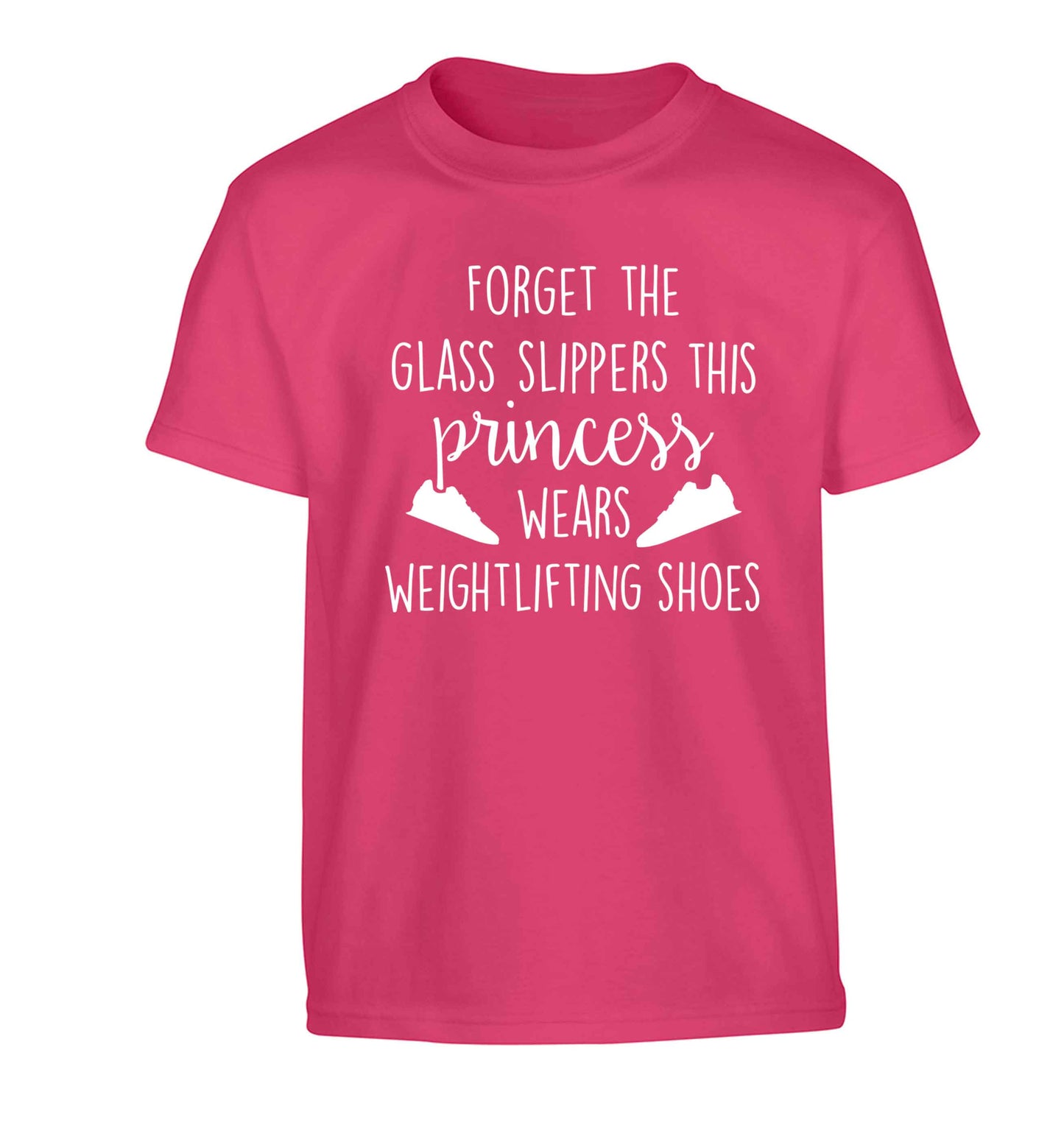 Forget the glass slippers this princess wears weightlifting shoes Children's pink Tshirt 12-13 Years
