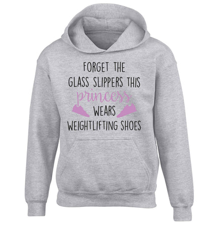 Forget the glass slippers this princess wears weightlifting shoes children's grey hoodie 12-13 Years