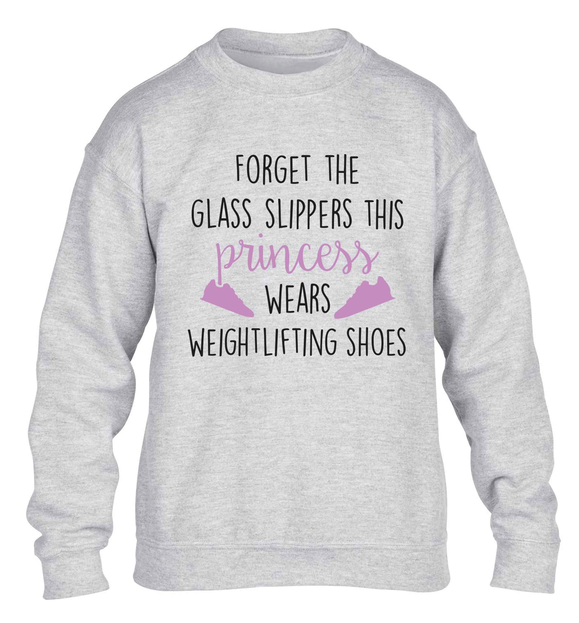 Forget the glass slippers this princess wears weightlifting shoes children's grey sweater 12-13 Years