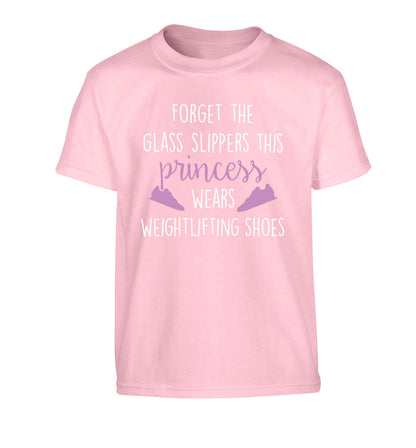 Forget the glass slippers this princess wears weightlifting shoes Children's light pink Tshirt 12-13 Years