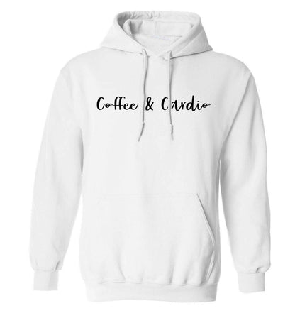 Coffee and cardio adults unisex white hoodie 2XL
