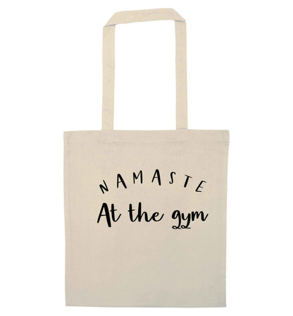 Namaste at the gym natural tote bag
