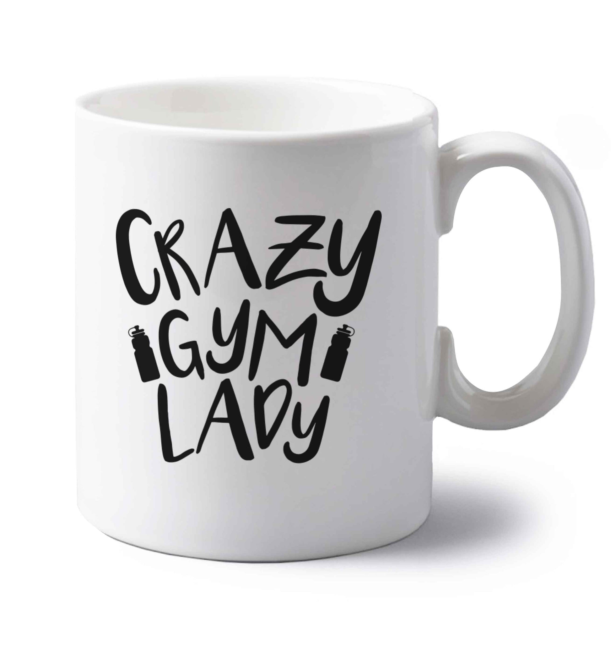 Crazy gym lady left handed white ceramic mug 