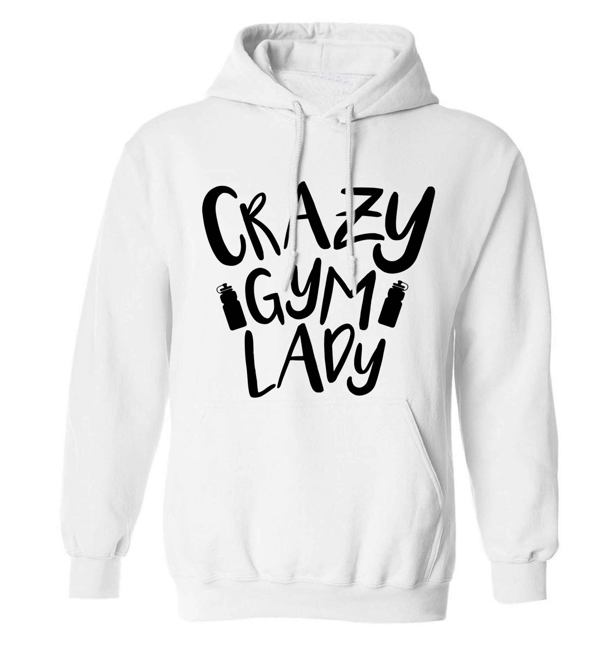 Crazy gym lady adults unisex white hoodie 2XL