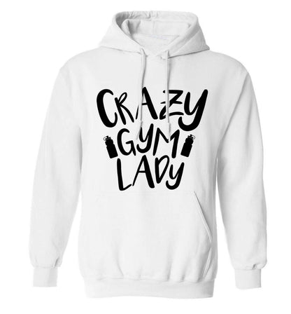 Crazy gym lady adults unisex white hoodie 2XL