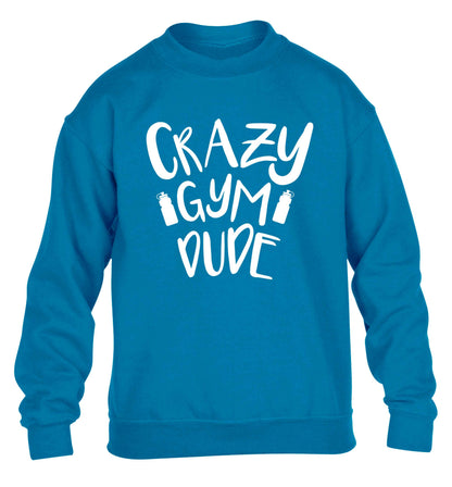 Crazy gym dude children's blue sweater 12-13 Years