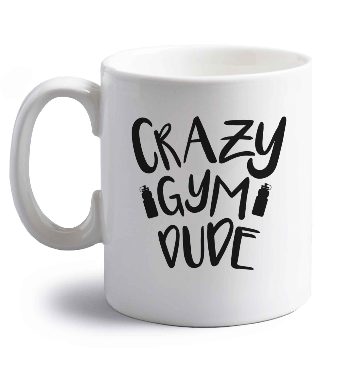 Crazy gym dude right handed white ceramic mug 