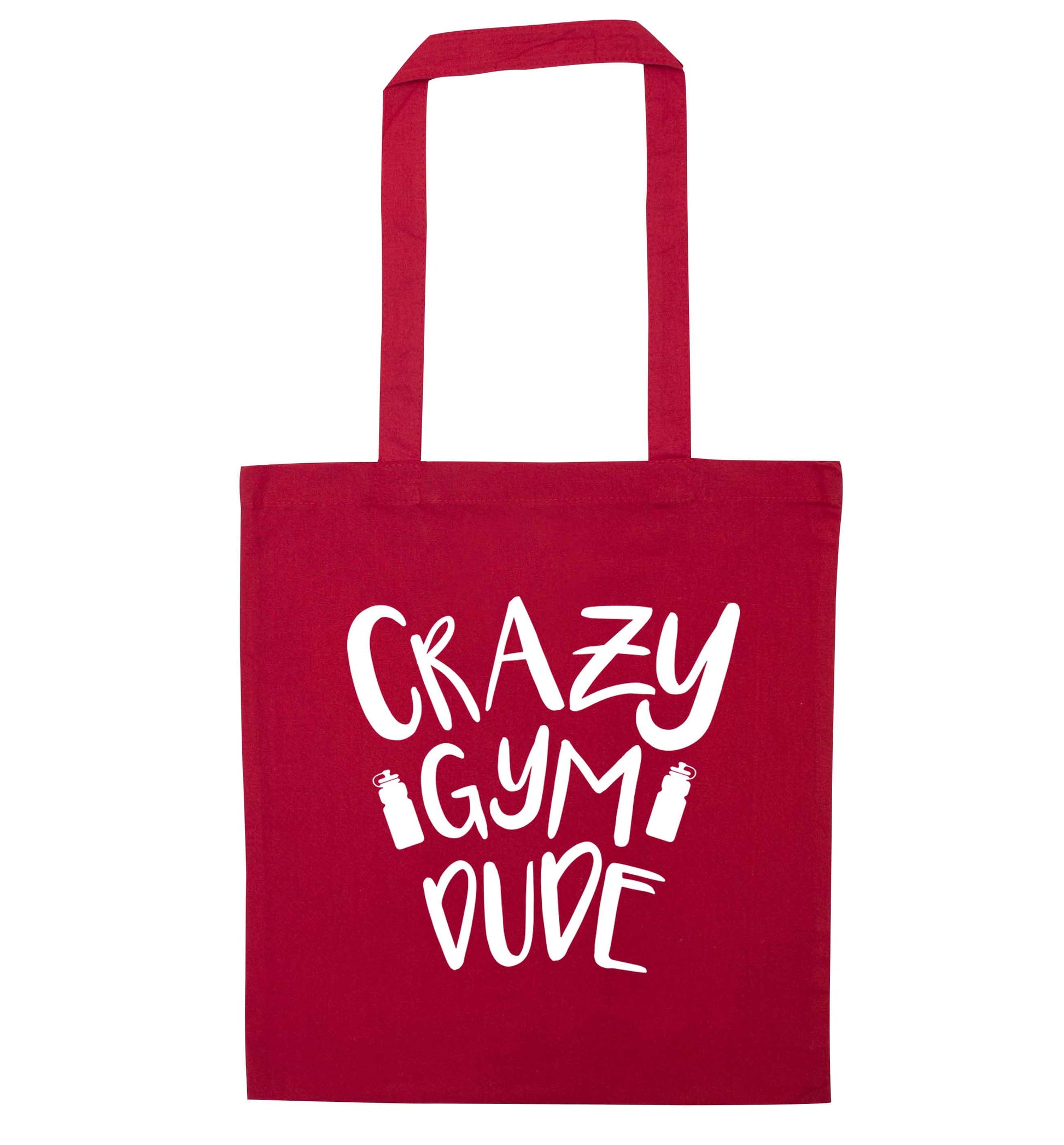 Crazy gym dude red tote bag