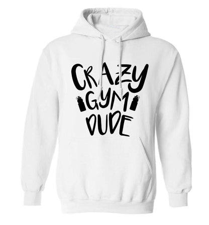 Crazy gym dude adults unisex white hoodie 2XL