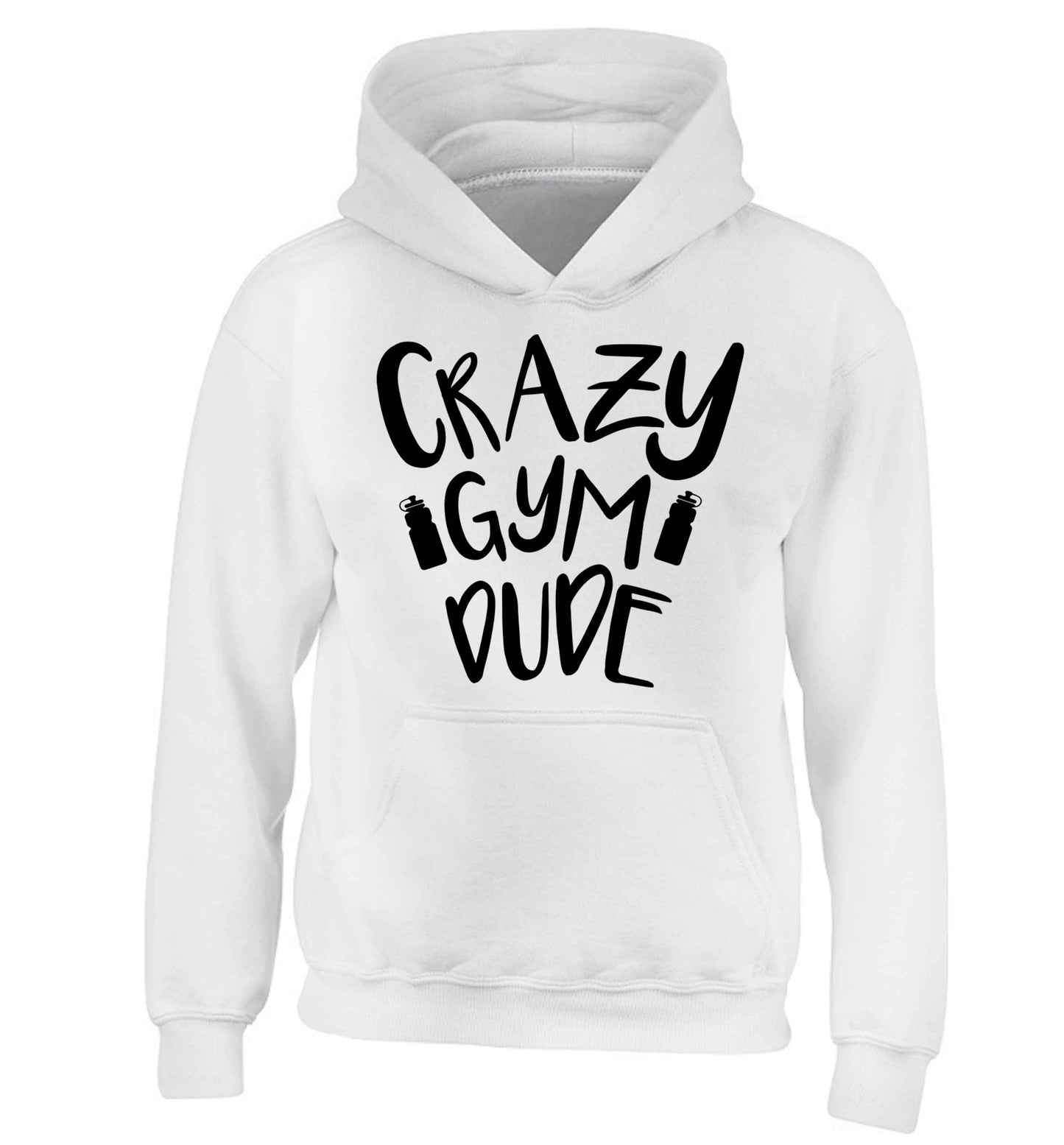 Crazy gym dude children's white hoodie 12-13 Years