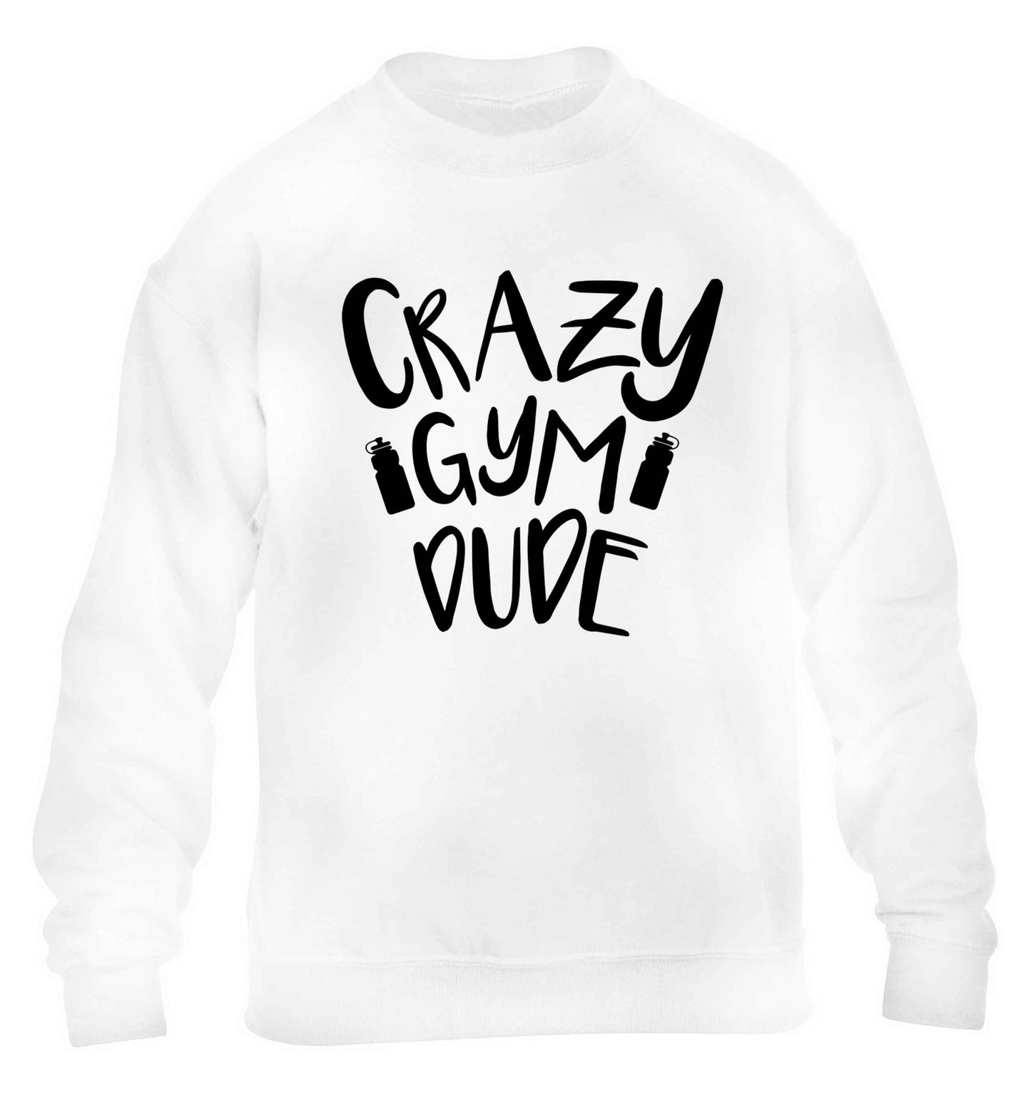 Crazy gym dude children's white sweater 12-13 Years