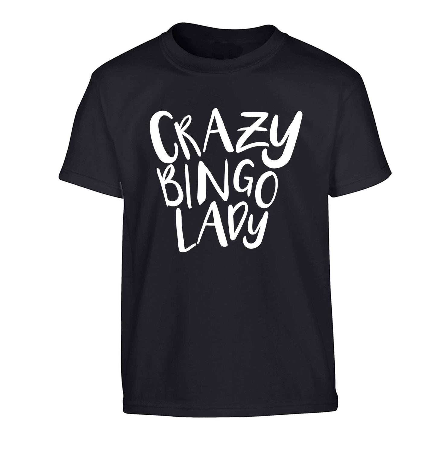 Crazy bingo lady Children's black Tshirt 12-13 Years