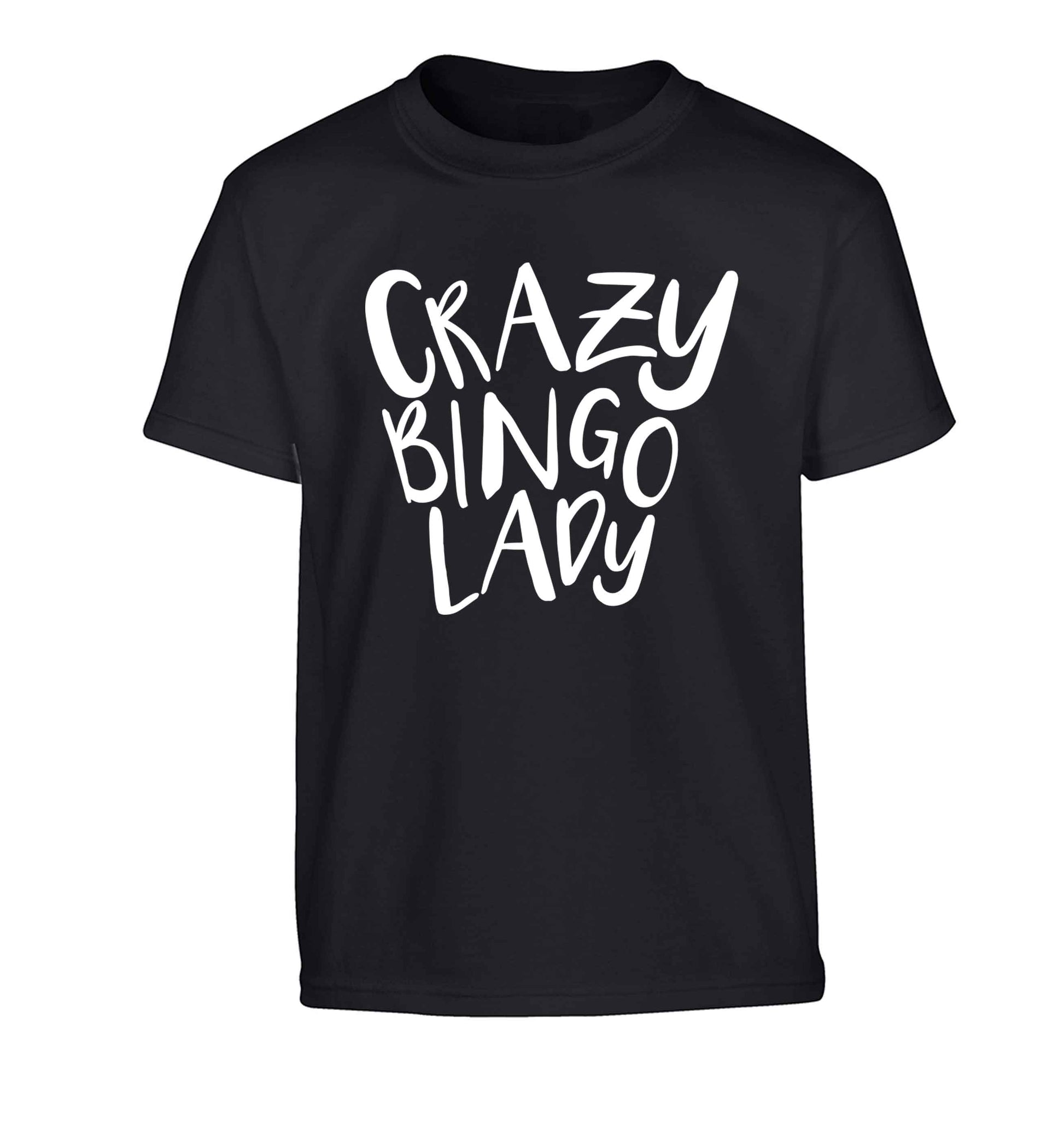 Crazy bingo lady Children's black Tshirt 12-13 Years