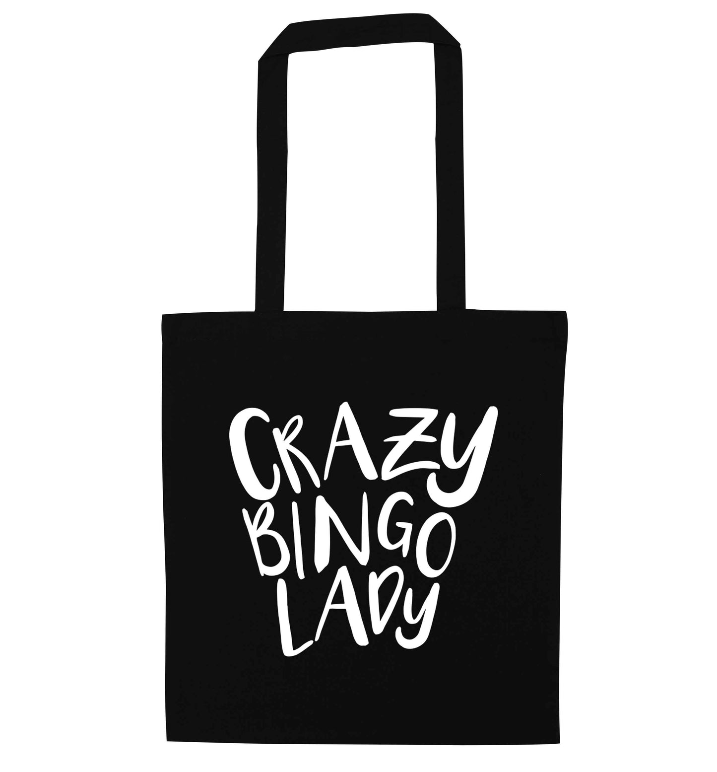 Crazy bingo lady black tote bag
