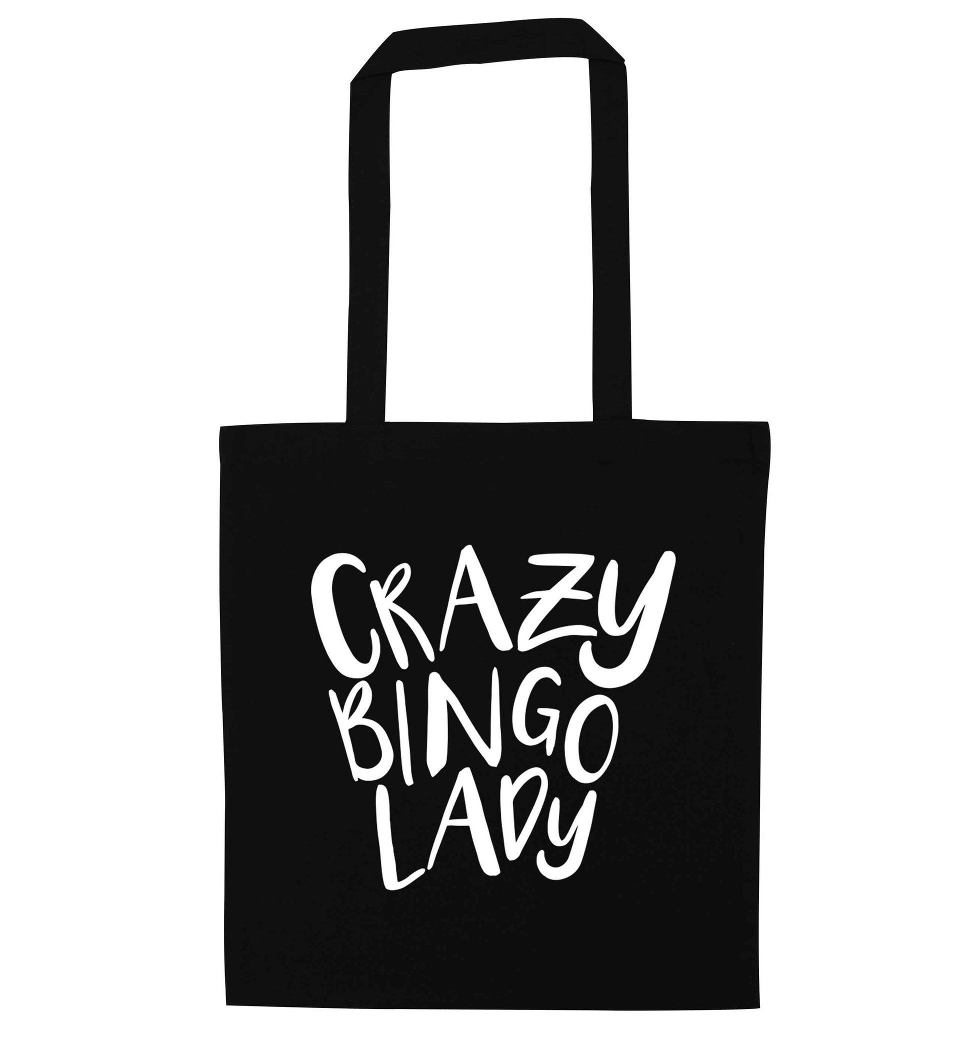 Crazy bingo lady black tote bag