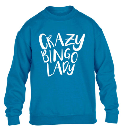 Crazy bingo lady children's blue sweater 12-13 Years
