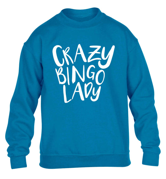 Crazy bingo lady children's blue sweater 12-13 Years