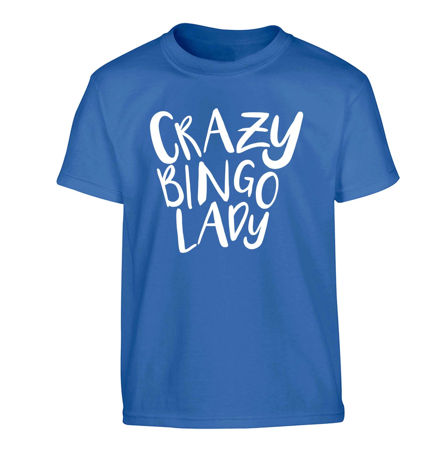Crazy bingo lady Children's blue Tshirt 12-13 Years