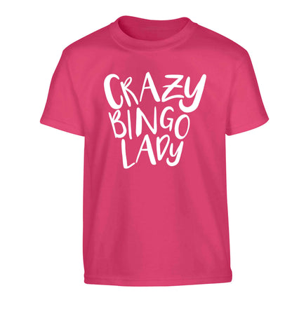 Crazy bingo lady Children's pink Tshirt 12-13 Years