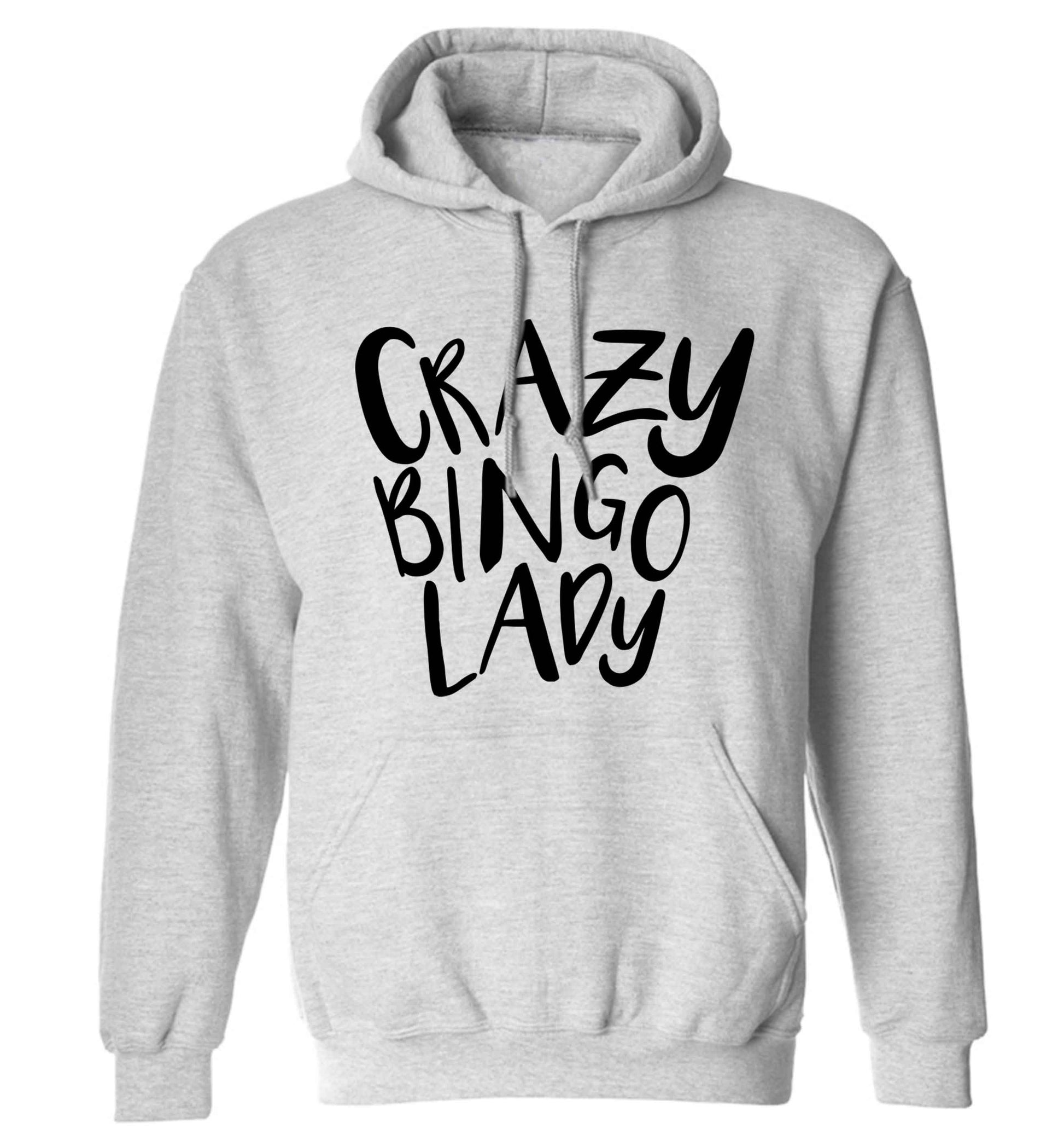 Crazy bingo lady adults unisex grey hoodie 2XL
