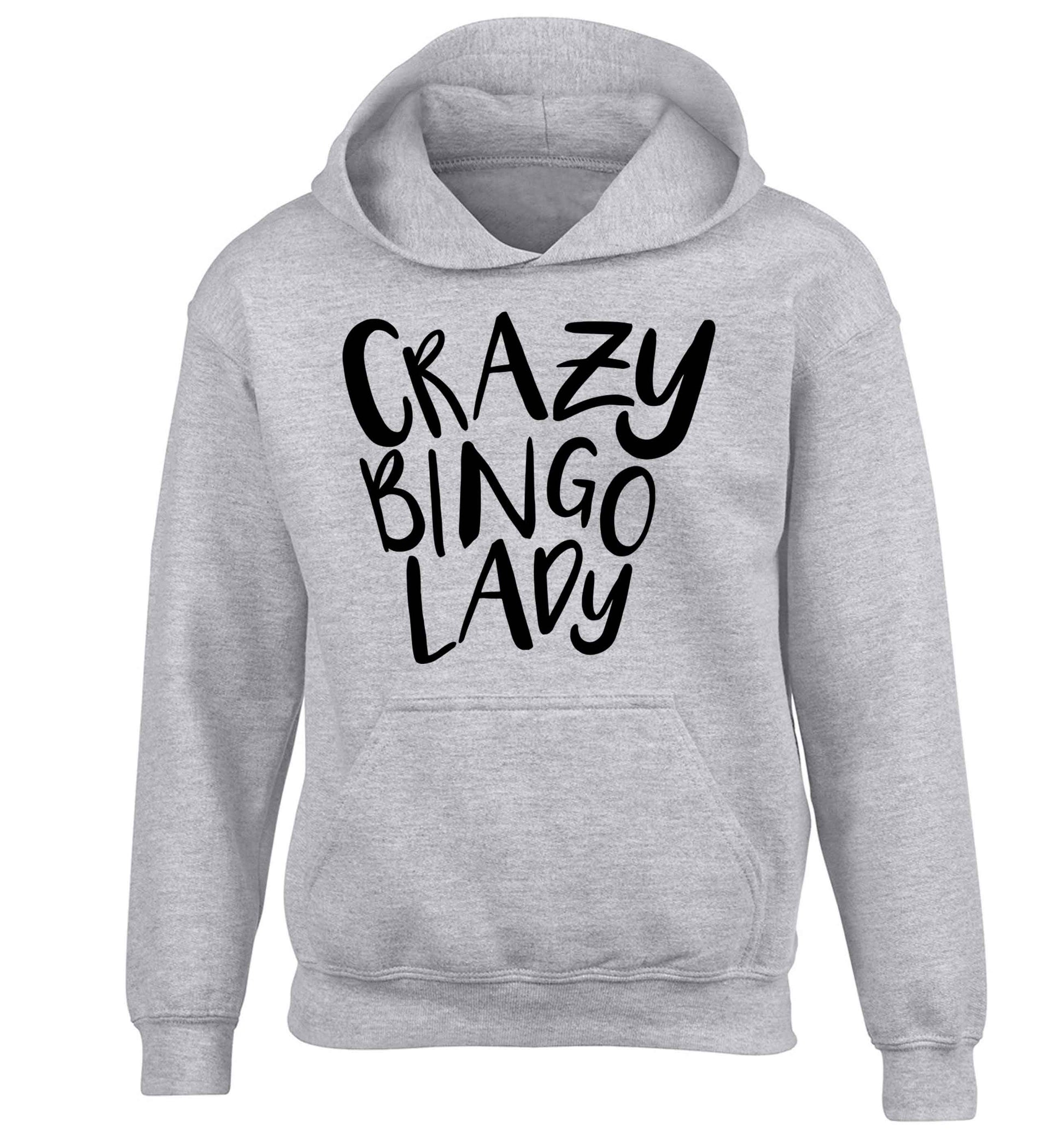 Crazy bingo lady children's grey hoodie 12-13 Years