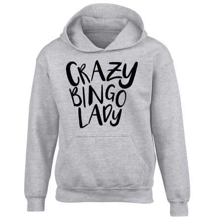 Crazy bingo lady children's grey hoodie 12-13 Years