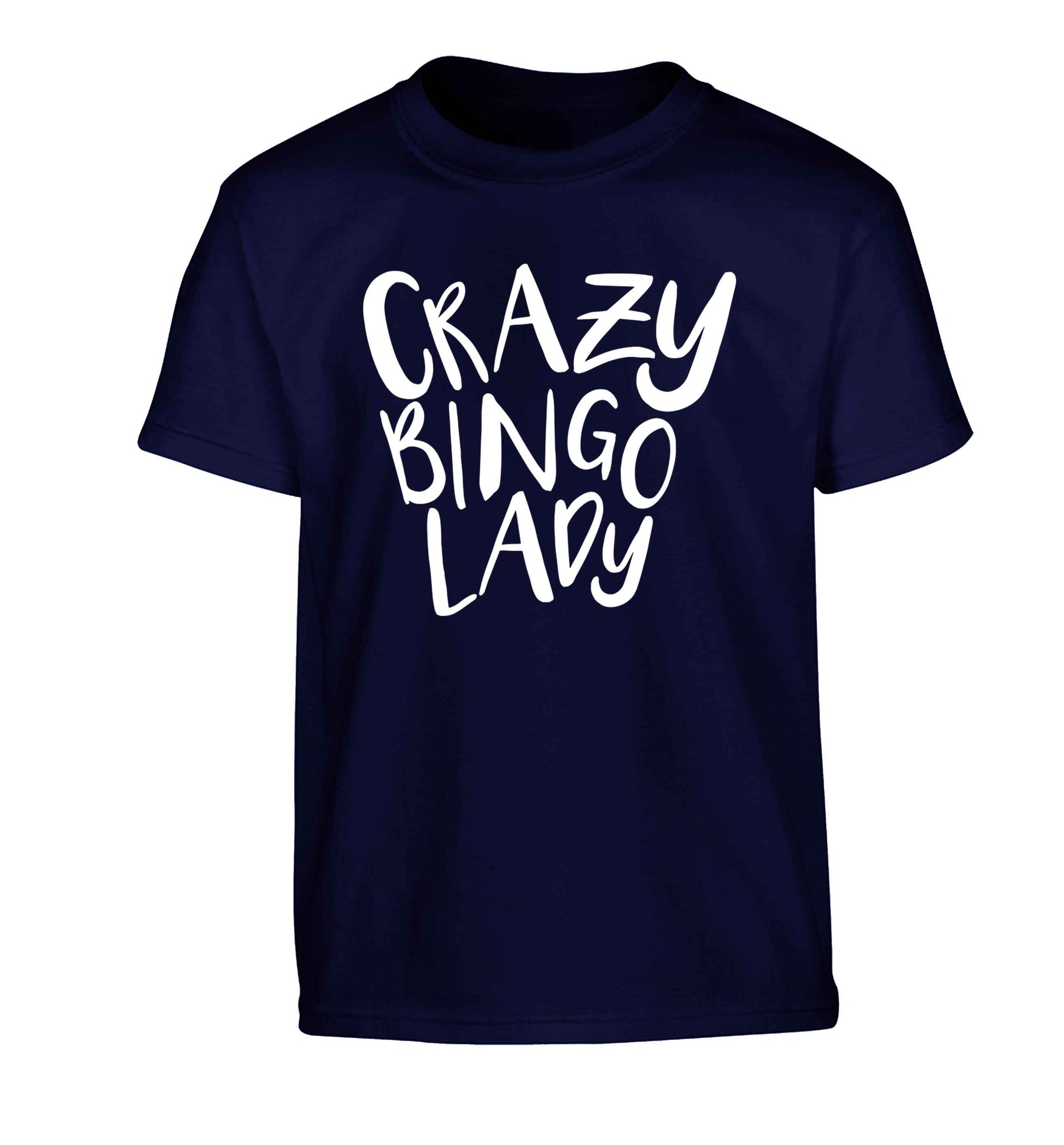 Crazy bingo lady Children's navy Tshirt 12-13 Years