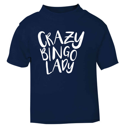 Crazy bingo lady navy Baby Toddler Tshirt 2 Years