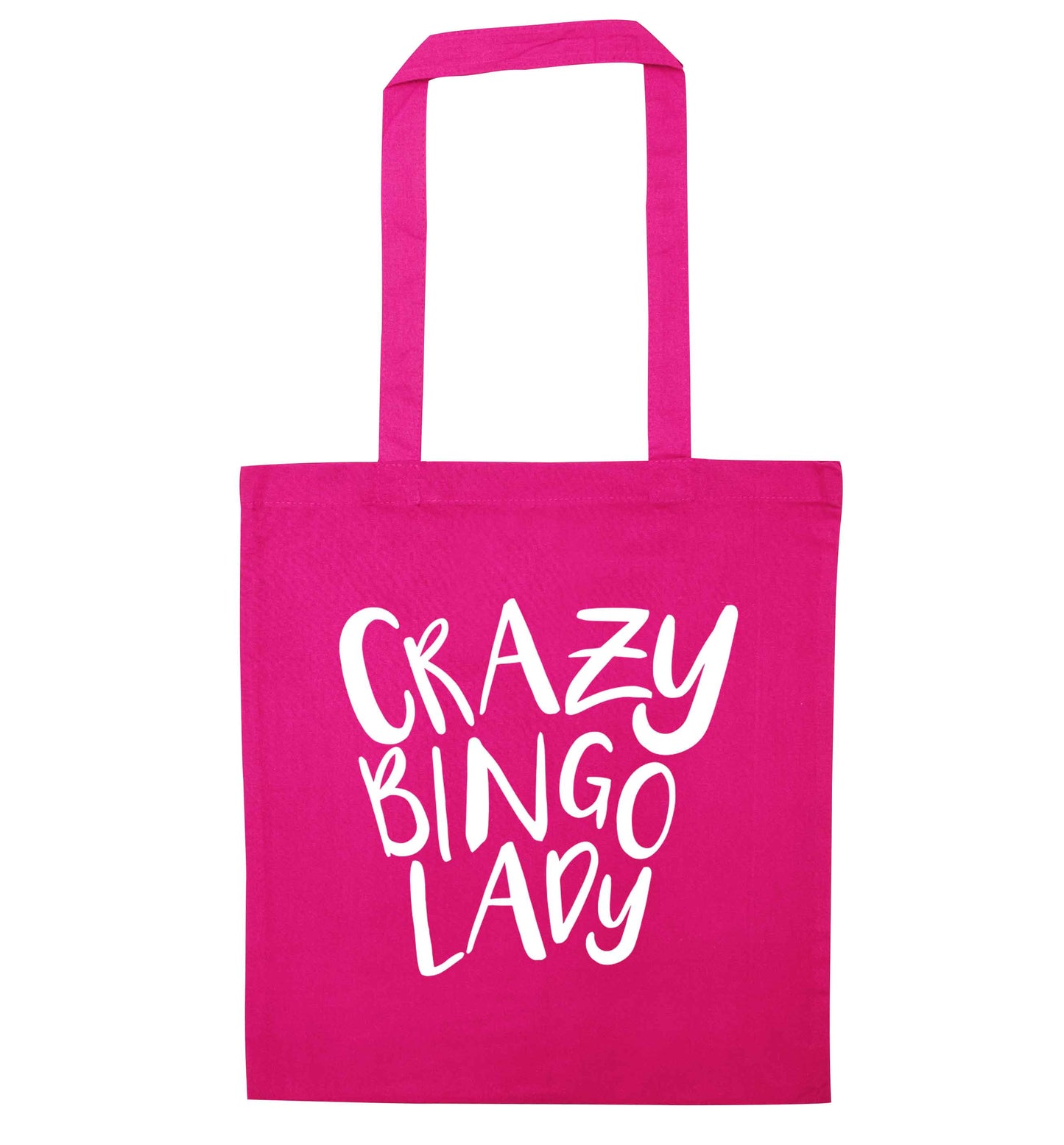 Crazy bingo lady pink tote bag