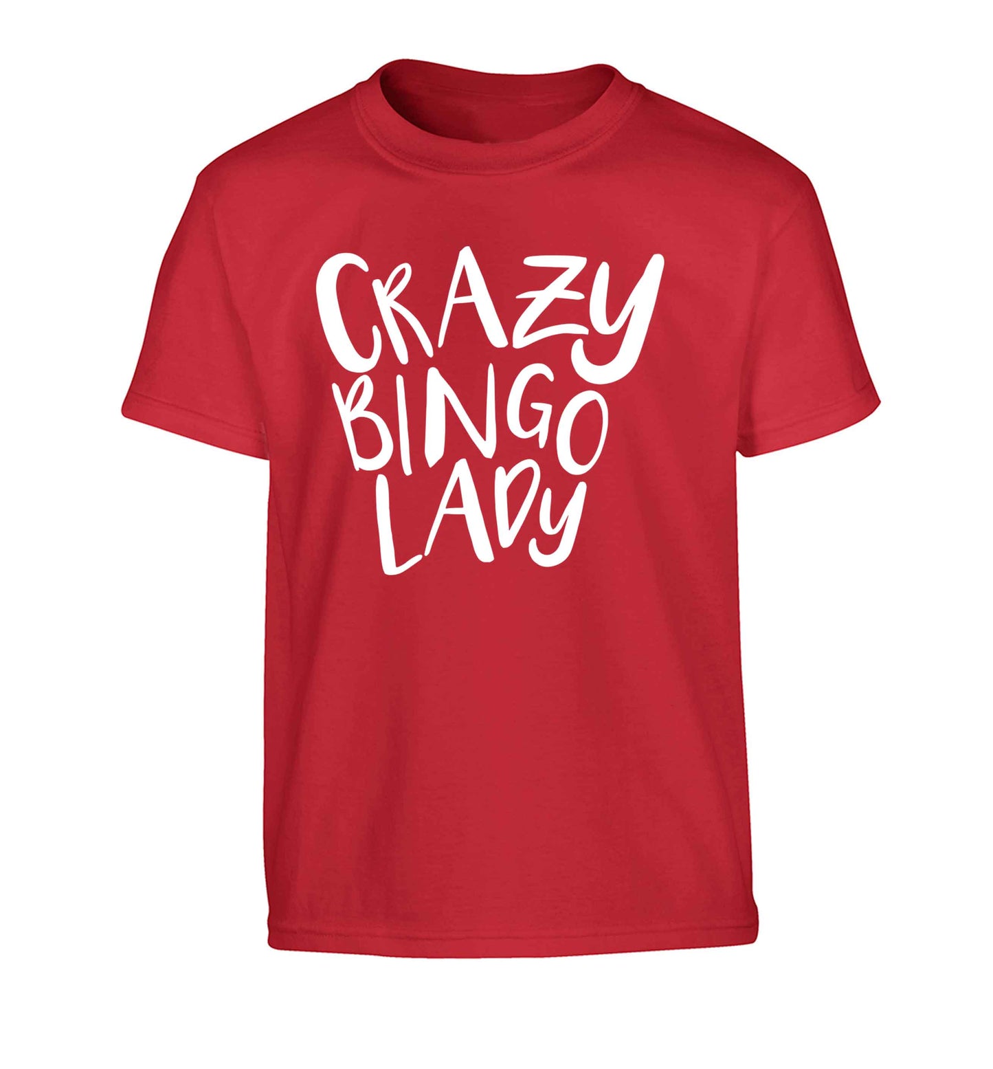 Crazy bingo lady Children's red Tshirt 12-13 Years