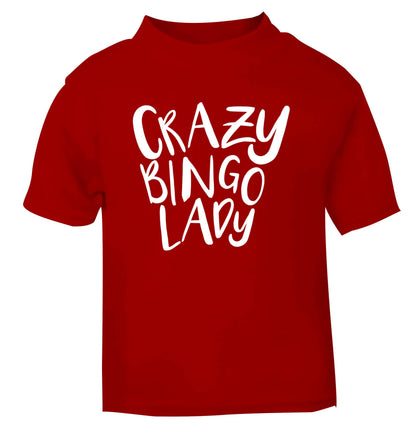 Crazy bingo lady red Baby Toddler Tshirt 2 Years