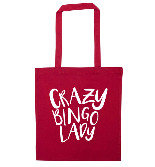 Crazy bingo lady red tote bag