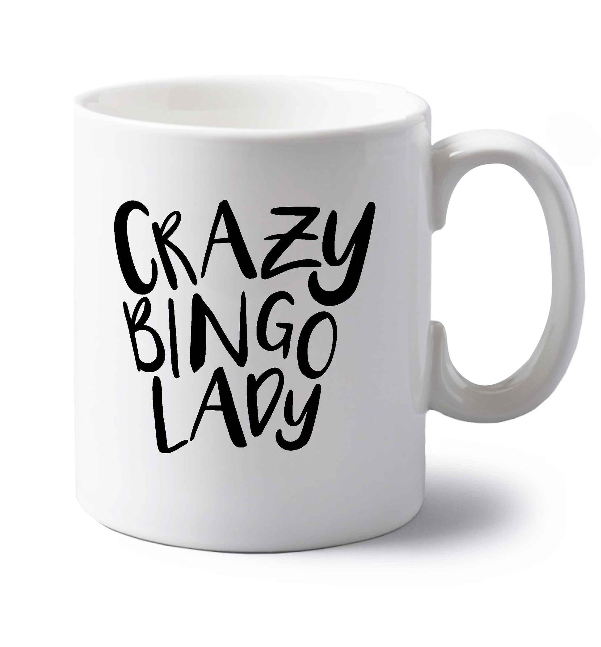 Crazy bingo lady left handed white ceramic mug 