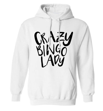 Crazy bingo lady adults unisex white hoodie 2XL