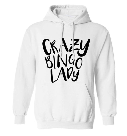 Crazy bingo lady adults unisex white hoodie 2XL