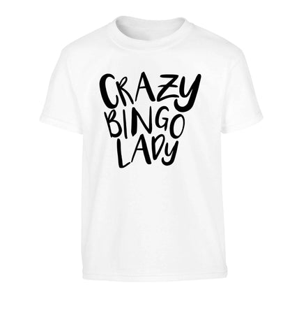 Crazy bingo lady Children's white Tshirt 12-13 Years
