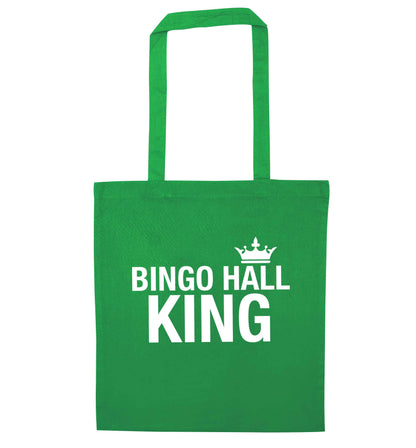 Bingo hall king green tote bag