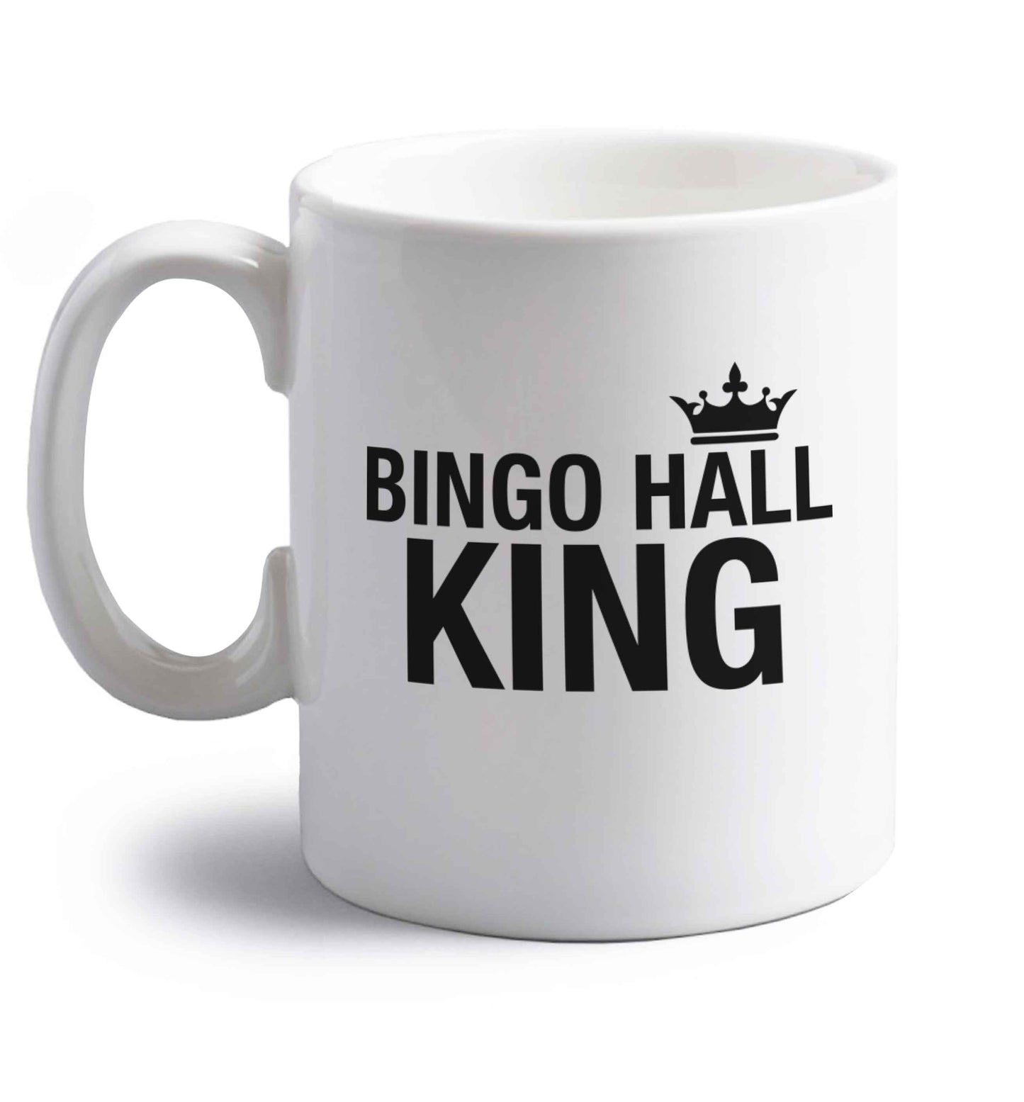 Bingo hall king right handed white ceramic mug 